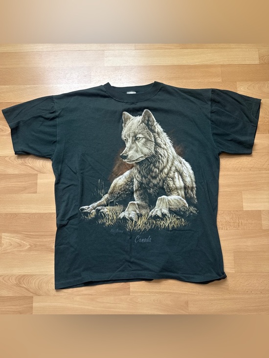baraquda Other - Vintage 90s Wolf Animal Print Single Stitch Tee-Shirt Mens Size Large